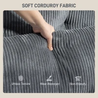 HOMCOM Sofa z Sztruksu, Przestronna Wewnętrzna Sofa z Oparciem Lewym/Prawym i Poduszką Lędźwiową, Sofa Łóżko z 2 Uchwytami na Kubki do Salonu, Sypialni, 147 cm, Kolor Antracytowy Szary(m-4)