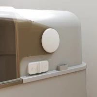 PawHut Kuweta dla kota ze stali nierdzewnej z pokrywą XXL, z podwójnymi drzwiami, łopatką, pedałem, wysuwaną tacą, łatwa w czyszczeniu, odporna na zapachy dla dużych kotów do 20 kg, 70x50x46,5cm, Szara(m-8)