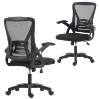 HOMCOM Office Chair, Mesh Desk Chair with Flip-up Armrests, Lumbar Support, Adjustable Height, Black(m-8)