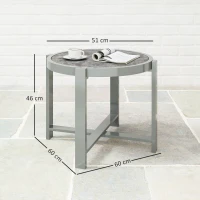 Outsunny Round Small Garden Table, 60cm Outdoor Side Table with Faux Marble Tempered Glass Top, Aluminium Frame for Garden, Patio, Balcony, Grey(m-3)