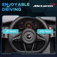 AIYAPLAY McLaren 765LT Licensed Kids Electric Ride on Car with Butterfly Doors, 12V Battery Powered Toy Car with Remote Control, Training Wheels, LED Lights MP3 Music Horn, for 3-6 Years - Black(m-6)