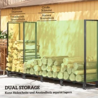 Regał na drewno kominkowe 240x32x115 cm, stal, 2 sekcje(m-4)