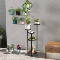 Outsunny Stojak na rośliny z drewna, regał na kwiaty z 5 poziomami, stojak na rośliny, schody na kwiaty, stojak na kwiaty do ogrodu, balkonu, brązowy, 28 x 28 x 87 cm(m-2)