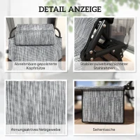 Łóżko polowe, campingowe z poduszką i kieszenią, szare(m-6)