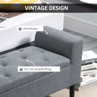 Ławka z pojemnikiem, tapicerowana, nogi drewniane, jasnoszara(m-6)