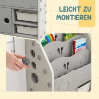 Regał dziecięcy z 2 pojemnikami, 4 półki, jasnoszary(m-5)