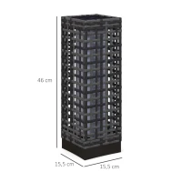 Outsunny Lampa solarna rattanowa, wodoodporna lampa ogrodowa z czujnikiem światła, automatyczna lampa LED, oświetlenie zewnętrzne na balkon, stal, szary, 15,5 x 15,5 x 46 cm(m-3)