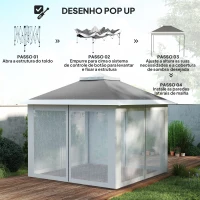 Outsunny Tenda Dobrável 3,3x3,3 m Pop-up Altura Ajustável Teto Duplo Mosquiteiras Removíveis e Bolsa de Transporte Anti-UV Cinzento(m-5)