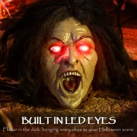 Dekoracja Halloween Outsunny 140 cm - Pełzający Zombie z LED w oczach, funkcją dźwiękową, dekoracja ogrodowa i do domu na imprezę(m-5)