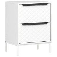 HOMCOM Chest of Drawers, Dresser with 2 Fabric Drawers and Aluminium Handles - White(m-1)