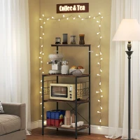 Półka kuchenna HOMCOM, wolnostojąca z 8 hakami, 2 półkami, panele metalowe, rustykalny brąz, 60 x 42 x 134,5 cm(m-7)