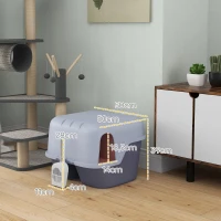 PawHut Cat Litter Box, Covered Litter Box with Lid, Scoop, Easy to Clean & Lockable Openable Cover, Kitty Litter Box for Indoor Cats, Purple(m-3)