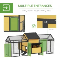 Drewniana klatka dla kur, z gniazdem i rampą, 2 w 1(m-5)