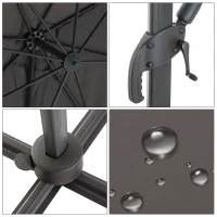 Outsunny Ombrellone da Giardino a Manovella 245x245cm con Rotazione 360° Parasole Regolabile Grigio(m-9)