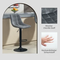 Hoker barowy 2 szt., tapicerowany, z oparciem, ciemnoszary(m-7)