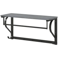 HOMCOM Wieszak ścienny z półką, 5 haczyków i drążkiem, 70 cm, do przedpokoju, salonu, sypialni, łazienki, szary(m-10)