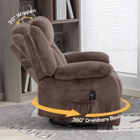 HOMCOM Fotel masujący, 8 punktów wibracyjnych, 5 trybów, ogrzewanie lędźwiowe, regulowany, obrotowy, tapicerowany fotel, brązowy(m-6)