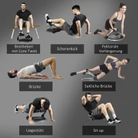 HOMCOM Trener brzucha, składany multitrener, urządzenie treningowe z poduszką, wysokość regulowana trening brzucha do domu, maks. 120 kg, stal, czarny, 55 x 42 x 11-32cm(m-5)