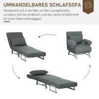 HOMCOM Fotel do spania, fotel tapicerowany, przekształcany w łóżko dla gości, ergonomiczny, ciemnoszary(m-4)