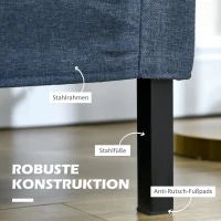 Sofa 2-osobowe, len, stalowe nogi, ciemnoniebieskie(m-6)