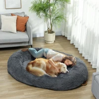 PawHut Human Dog Bed, 175L x 115W x 35Hcm Giant Human Dog Bed with Washable Cover, Waterproof Non-slip Bottom, Handel, Fluffy Dog Bed for People, Adults, Pet Family, Dark Grey(m-2)