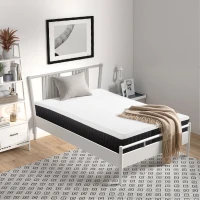 Materac HOMCOM 90x200 cm, Wysokość 25 cm, Ergonomiczny Materac Sprężynowy z Pianką Memory, 7-Strefowy, Stopień Twardości H3, Certyfikaty Oeko-TEX & CertiPUR(m-2)