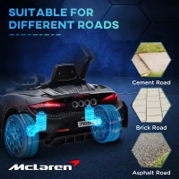 AIYAPLAY McLaren 765LT Licensed Kids Electric Ride on Car with Butterfly Doors, 12V Battery Powered Toy Car with Remote Control, Training Wheels, LED Lights MP3 Music Horn, for 3-6 Years - Black(m-7)