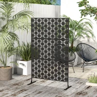 Outsunny Metal Decorative Privacy Screen Outdoor Divider, Black Grid(m-10)