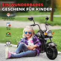 AIYAPLAY Electric Motorcycle for Kids, 3 Wheels 6V Battery Powered Motorbike Ride on Motorcycle with Headlights, Music, Reverse Forward, for Boys and Girls Aged 3-6 Years, Black(m-7)