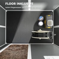 Domek narzędziowy z tworzywa, 2,1m², szary, 186x130x199cm(m-6)