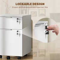 HOMCOM Two-Drawer Lockable Filing Cabinet - White(m-6)