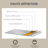 HOMCOM Miroir mural rectangulaire 80 x 60 cm, cadre en bois noir, idéal pour la salle de bain, salon ou chambre(m-6)