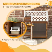 PawHut Wooden Cat House, Two-Floor Cat Shelter with Balcony, Stairs, Indoor Outdoor Small Pet Condo for Rabbits, Cats, Brown(m-6)