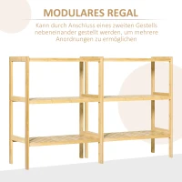 HOMCOM Półka Łazienkowa z 3 Poziomami, Bambusowa Półka, Półka Kuchenna, do Łazienki, Kuchni, Salonu, Korytarza, Naturalna, 62 x 33 x 80 cm(m-5)