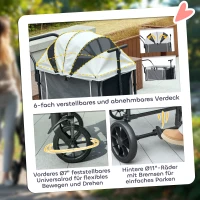 PawHut Dog Stroller, Puppy Buggy Cargo Trailer with Removable Adjustable Canopy, Storage Bag, Washable Cushion, Safety Leashes, Folding Pet Stroller for Large Dogs, Dark Grey(m-6)