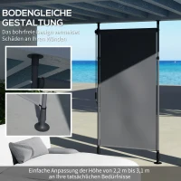 Outsunny Markiza Pionowa z Ochroną Przed Słońcem, Roleta Balkonowa 150 x 220-310cm, Zasłona Balkonowa z Korbką, Odporna na Pogodę, Ochrona Prywatności do Ogrodu, Poliester, Ciemnoszary(m-4)