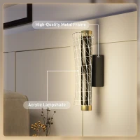 HOMCOM Zestaw 2 Lamp Ściennych, Wewnętrzne Lampy Ścienne LED z Regulacją, Design Siatki, 3 Kolory Światła, Lampka Nocna, Lampka do Korytarza dla Salonu, Sypialni, Metal, Czarny(m-6)