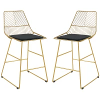 Zestaw 2 hokerów barowych, z podnóżkiem, złote, 95 cm(m-9)