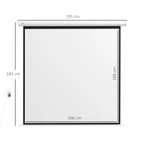 HOMCOM Ekran projekcyjny elektryczny 172 x 172 cm 1:1 z pilotem, Ekran filmowy do kina domowego, Prezentacji, Metal, Biały(m-3)