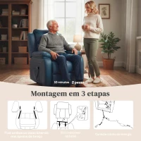 HOMCOM Poltrona Relax Levanta Pessoas com Controle Remoto Reclinação Elétrica de 160° Apoio para os Pés 76x90x105 cm Azul Escuro(m-7)