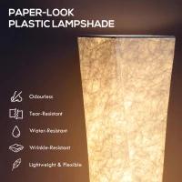 HOMCOM LED Lampa podłogowa do salonu, ściemnialna, z abażurem o wyglądzie papieru, ciepła biel, 3 poziomy jasności, lampa stojąca z przełącznikiem nożnym do sypialni, biura(m-5)