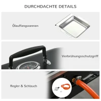 Grill gazowy 2,34 kW, składany, 2 palniki ze stali nierdzewnej(m-5)