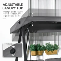 Huśtawka ogrodowa 2-osobowa, regulowany dach, szary kolor(m-4)