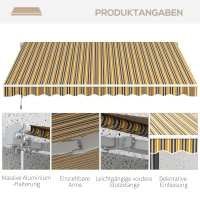 Markiza z ramieniem, ręczna korba, 3,5 x 2,5 m, Żółto-szara(m-7)