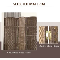 HOMCOM Przegroda, 3-częściowa składana przegroda, wzór plecionki, drewno sosnowe, Brązowa(m-6)