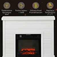 Zestaw kominków elektrycznych HOMCOM z obudową o szerokości 97 cm, wolnostojący kominek elektryczny o mocy 1800 W z realistycznym efektem płomienia, pilotem, zabezpieczeniem przed przegrzaniem(m-7)