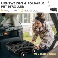 PawHut Dog Stroller, 4 Wheels Folding Lightweight Pet Stroller with Universal Handle Rod, Storage Bag, Washable Cushion, for Miniature Dogs, Black(m-4)