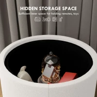 Pufa okrągła z pojemnikiem, pokrywka, kremowa(m-5)