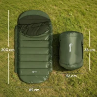 Outsunny Schlafsack, wasserdicht, leicht, gefüttert, Isolierung bis -20° C, 200L x 85B x 15H cm, Dunkelgrün(m-3)