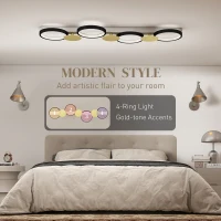 Lampa sufitowa HOMCOM LED 38W 1500LM 3000K-6500K, regulowana, z pilotem, dla salonu, sypialni(m-4)